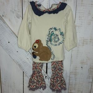 Mud Pie Squirrel shirt and pants set 4T